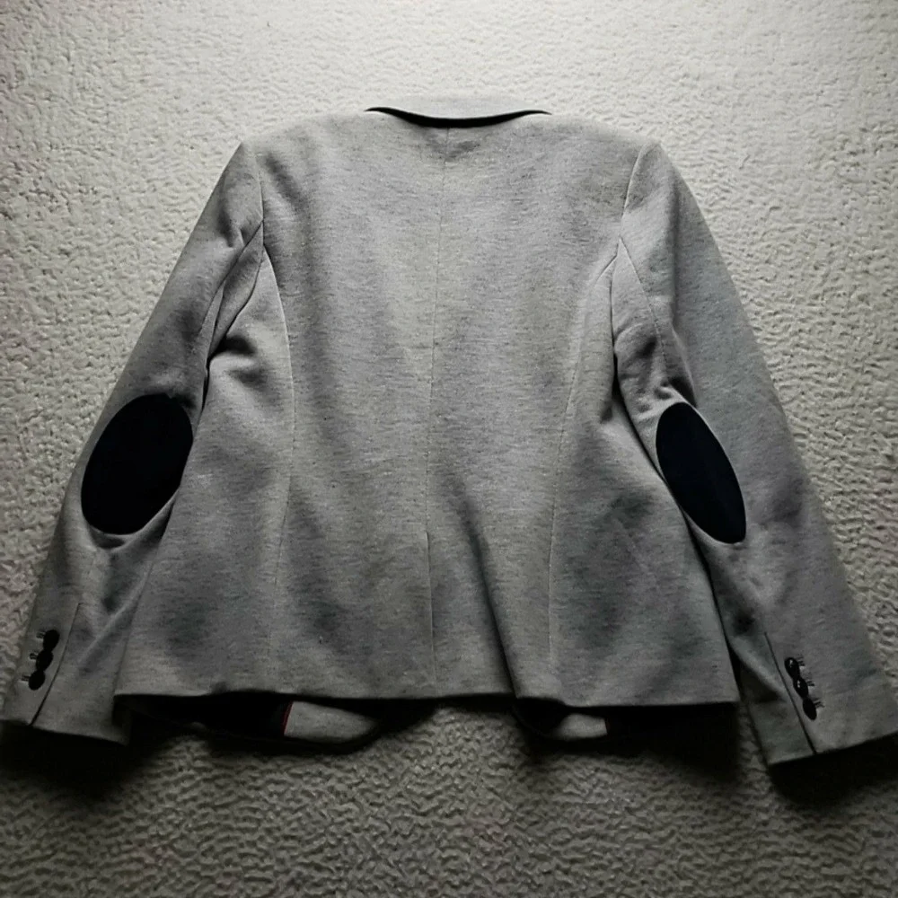 Tommy Hilfiger Blazer Jacket Girls 14 Gray Knit Lined Elbow Patch Casual School